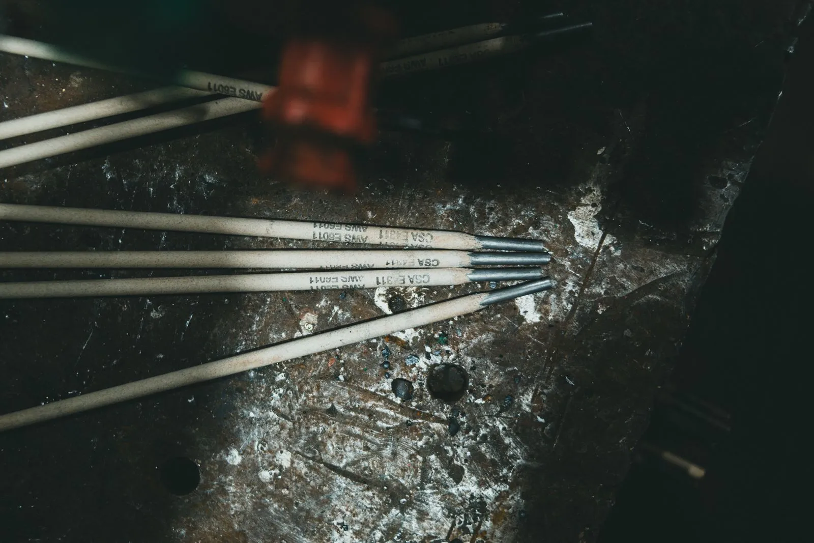 Welding electrode rods stamped with their AWS classification